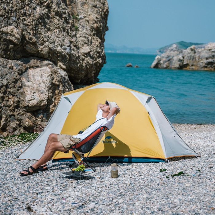 Стілець складаний Naturehike Moon YL08 NH20JJ027, 600D Oxford / алюміній, біло-помаранчевий 