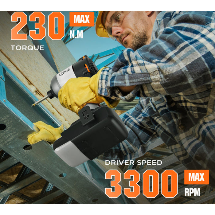 Акумуляторний ударний гвинтоверт Litheli безщітковий, живлення від павербанку (УМБ Litheli Power Bank 10000 mAh, 45 W, 2А в комплекті) 