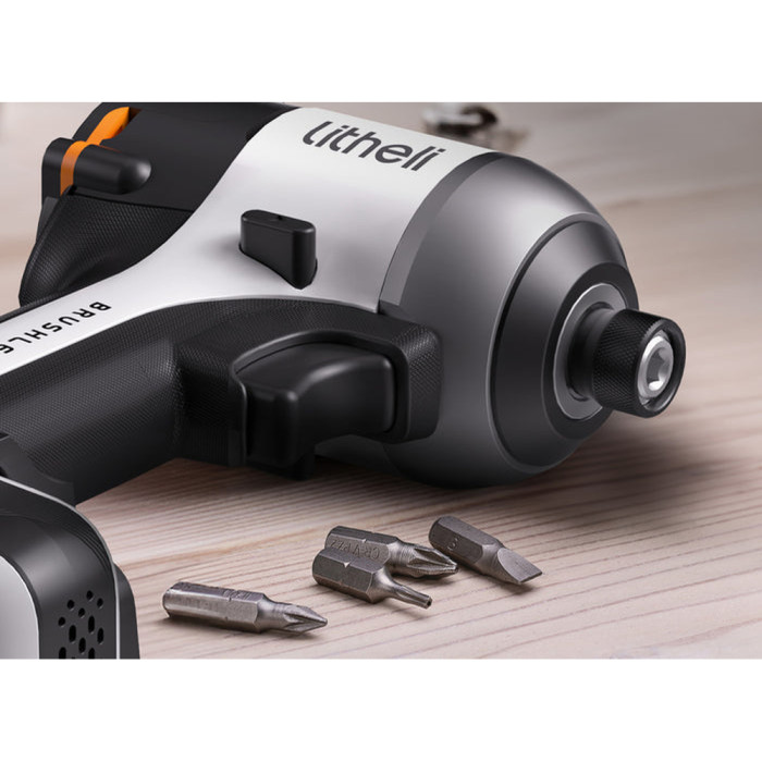 Акумуляторний ударний гвинтоверт Litheli безщітковий, живлення від павербанку (УМБ Litheli Power Bank 10000 mAh, 45 W, 2А в комплекті) 