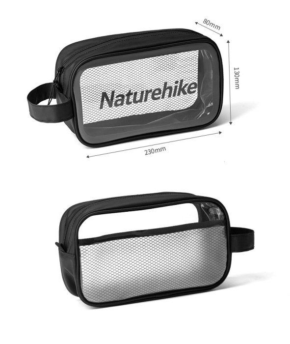 Косметичка водонепроникна Naturehike NH20SN007, Розмір М, Чорний, прозора 
