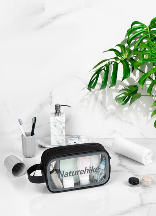 Косметичка водонепроникна Naturehike NH20SN007, Розмір М, Чорний, прозора 