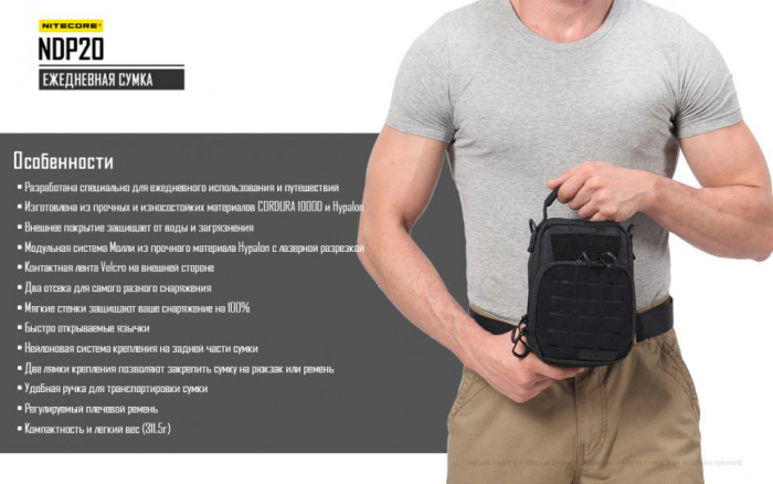Сумка EDC, тактична Nitecore NDP20 (Cordura 1000D), чорний 