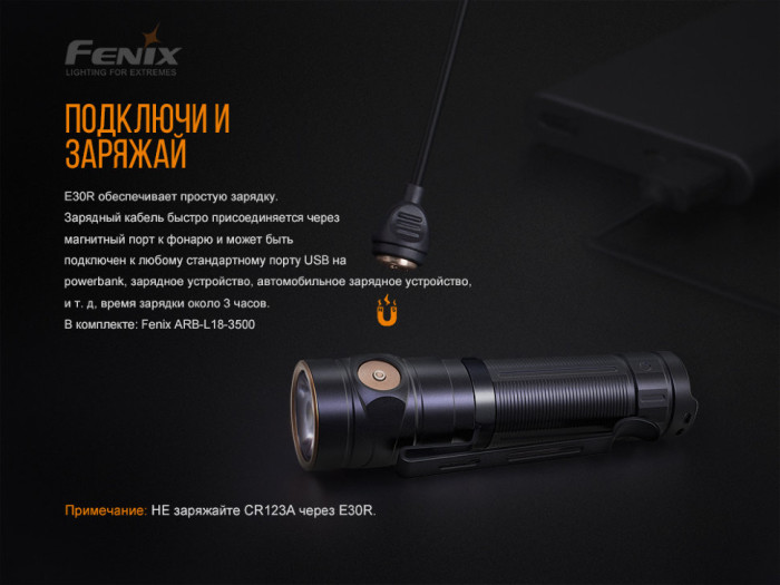 Ліхтар ручний Fenix E30R Cree XP-L HI LED (відновлений/ремонт зʼєднання плати/відкрита упаковка) 