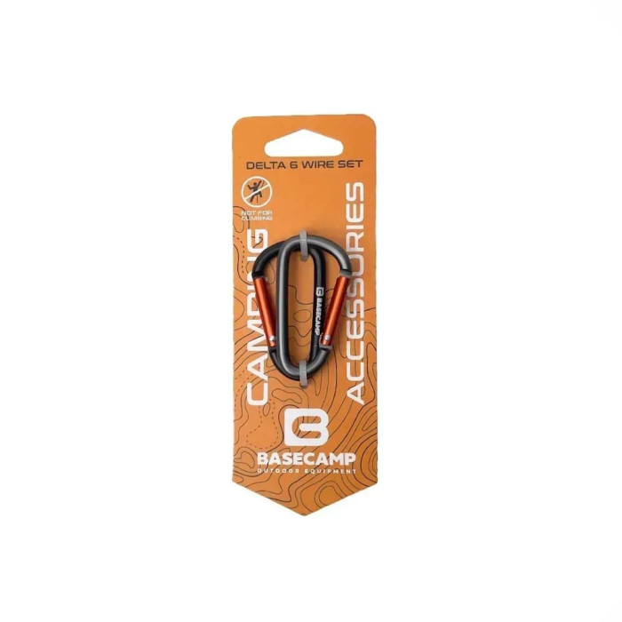 Набір алюмінієвих сервісних карабінів Base Camp Delta 6 Straight Set, 2 шт, Black/Grey (BCP 61415) 