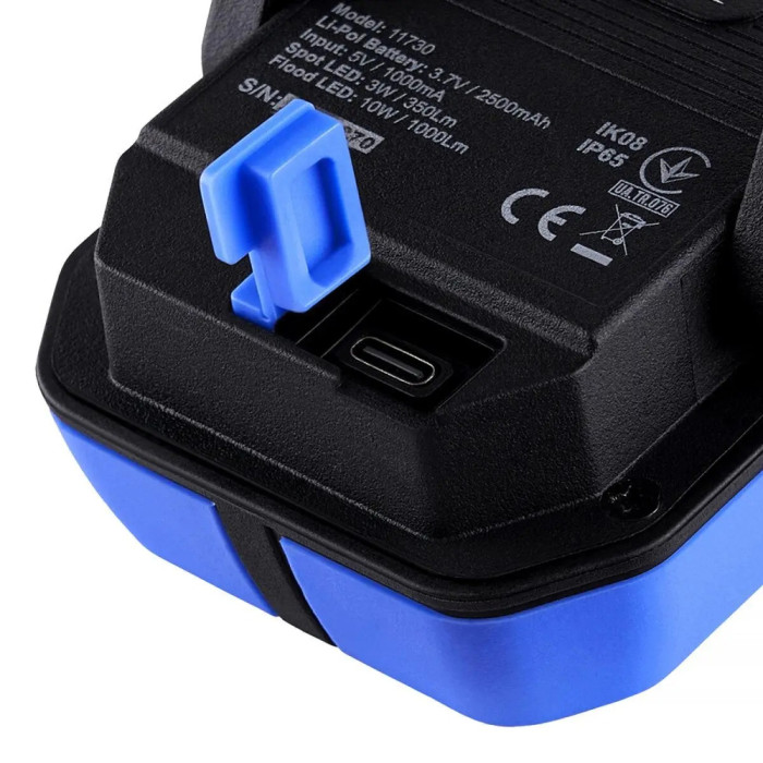 Лампа інспекційна Brevia LED 10W COB+3W LED 1000lm, 2500mAh, type-C 