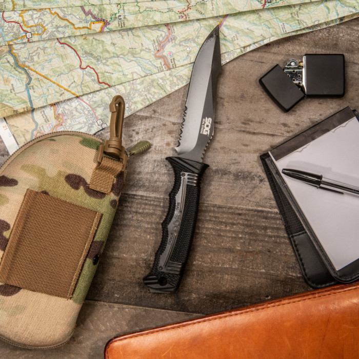 Ніж SOG SEAL Strike, Part Serr Blk TiNi Delx Molded Shth-Ti (SOG SS1003-CP) 