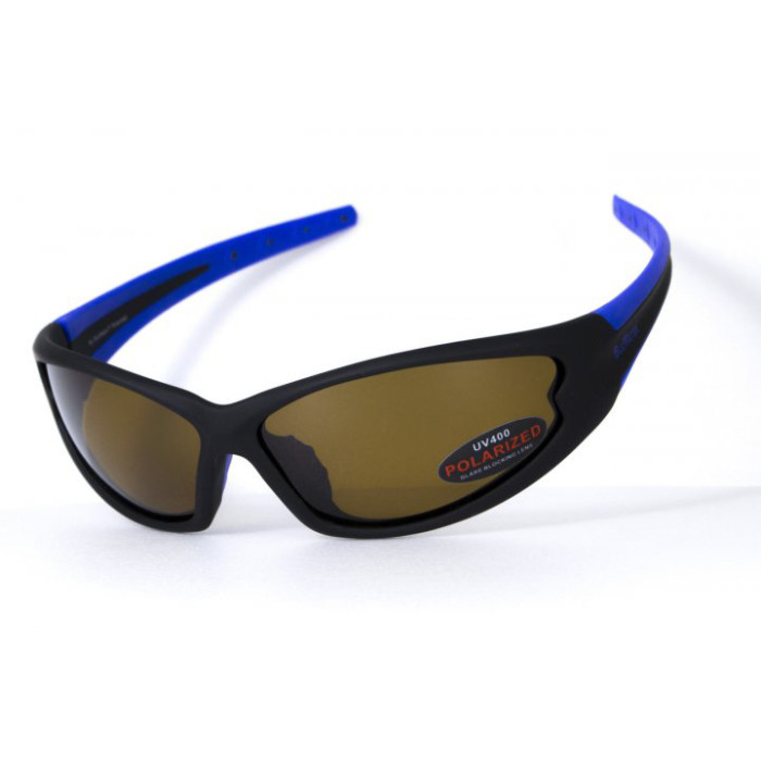 Окуляри поляризаційні BluWater Daytona-3 Polarized (brown) коричневі в чорно-синій оправі 