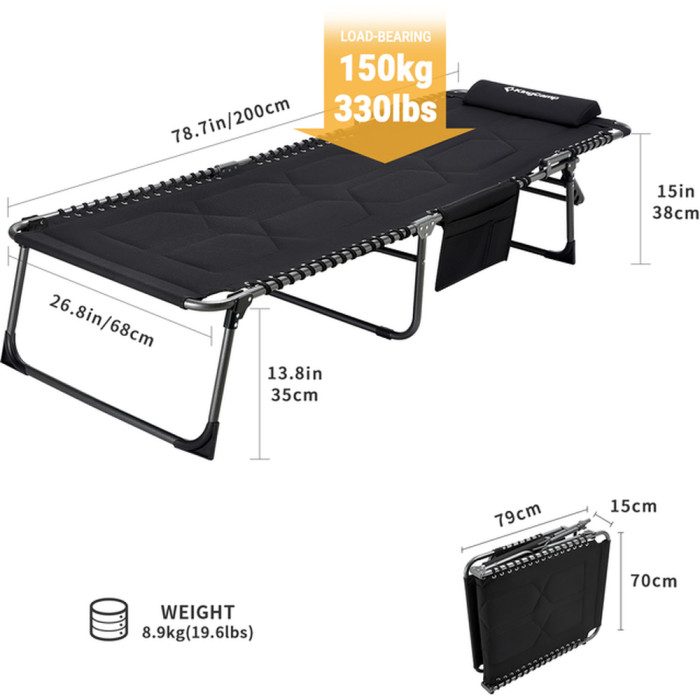 Ліжко розкладне KingCamp Bavaria, black 