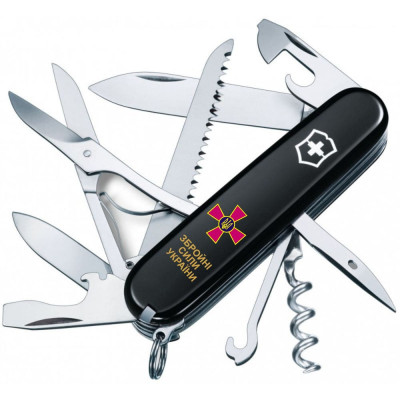 HUNTSMAN ARMY 91мм /15функ /черн /штоп /ножн/пила /гак /Емблема ЗСУ + напис ЗСУ