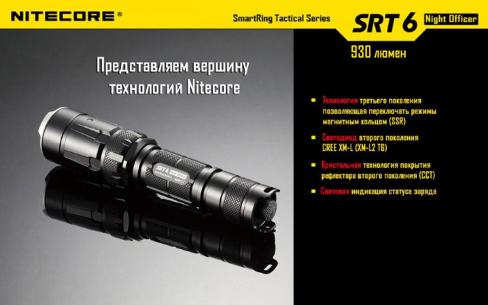 Кишеньковий ліхтар Nitecore SRT6, 930 люмен (сірий) 