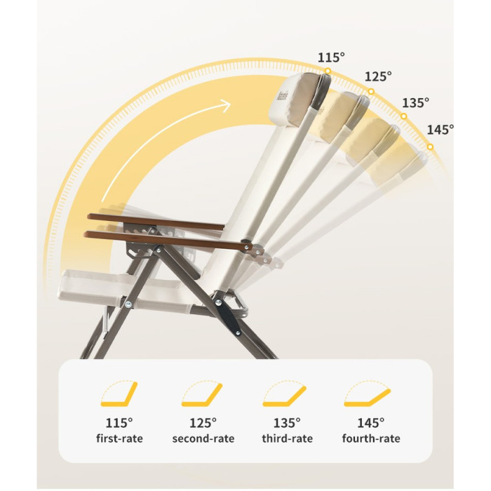 Крісло складане з регульованим нахилом Naturehike CNK2550JJ012, вуглецева сталь, бежевий 