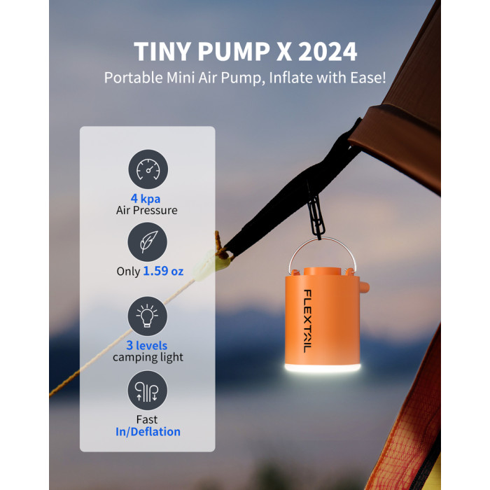 Насос-ліхтар кемпінговий Flextail Tiny Pump Х, помаранчевий 