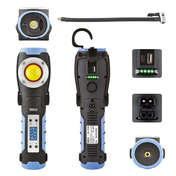 Лампа інспекційна Brevia LED 18W 1800lm + компресор 100W 7800mAh type-C 