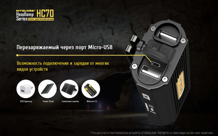 Ліхтар налобний Nitecore HC70 