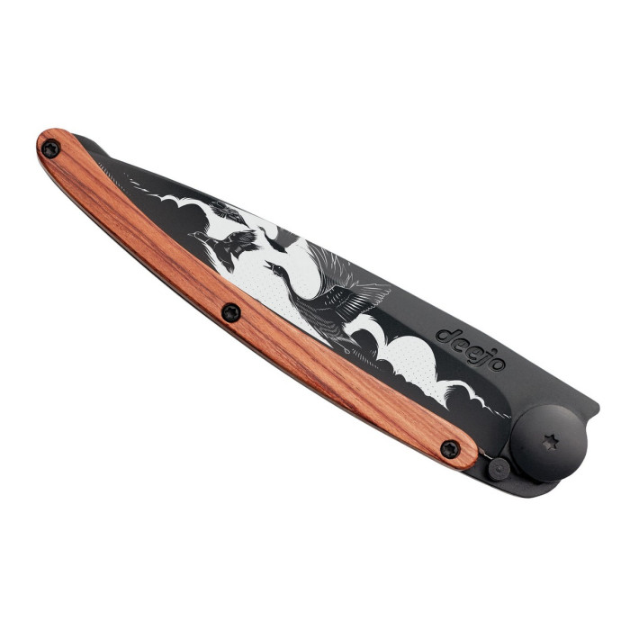 Ніж Deejo Tattoo Wood Чорний 37 г, Рожеве дерево, "політ" 