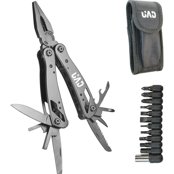 Мультитул професійний UAD BasicCraft 12 інструментів 420 Чорний 