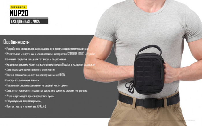 Сумка EDC, тактична Nitecore NUP20 (Cordura 1000D), чорний 