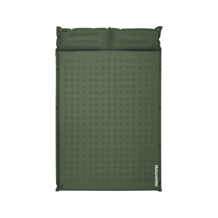 Килимок надувний із подушкою двомісний Naturehike CNK2550WS025, 60 мм, зелений 