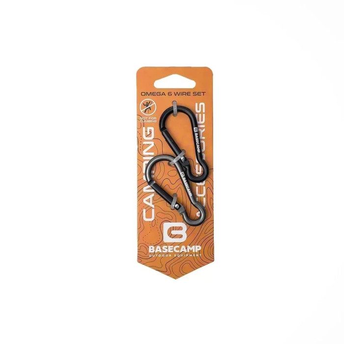 Набір алюмінієвих сервісних карабінів Base Camp Omega 6 Straight Set, 2 шт, Black/Grey (BCP 61215) 