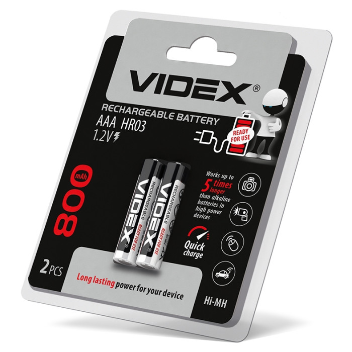 Акумулятори Videx HR03 / AAA 800mAh double blister/2шт 