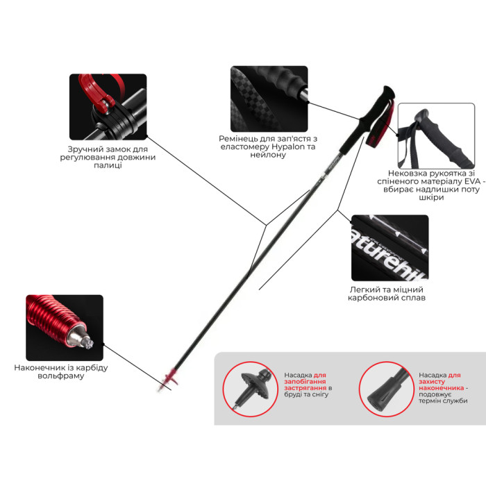 Трекінгова палиця Naturehike ST10 NH19S010-T, 120 см, блакитна 