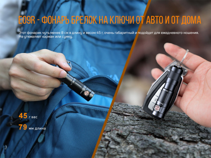 Ліхтар ручний Fenix E09R (Пошкоджена упаковка/ремонт драйвера живлення) 