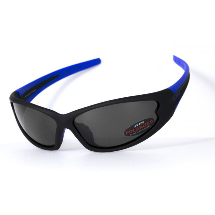 Окуляри поляризаційні BluWater Daytona-4 Polarized (gray), сірі в чорно-синій оправі 