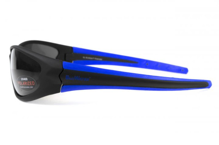 Окуляри поляризаційні BluWater Daytona-4 Polarized (gray), сірі в чорно-синій оправі 