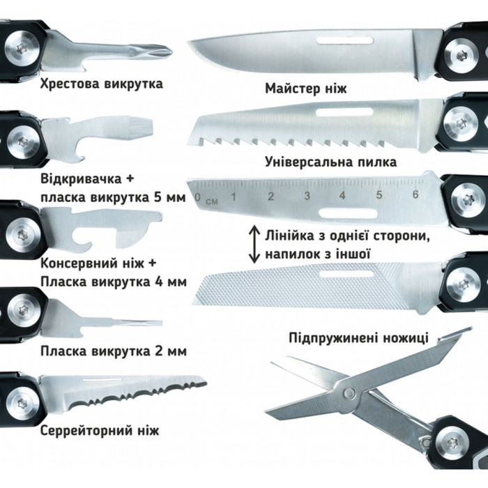 Мультитул професійний UAD BlackPhantom 11 інструментів Чорний 