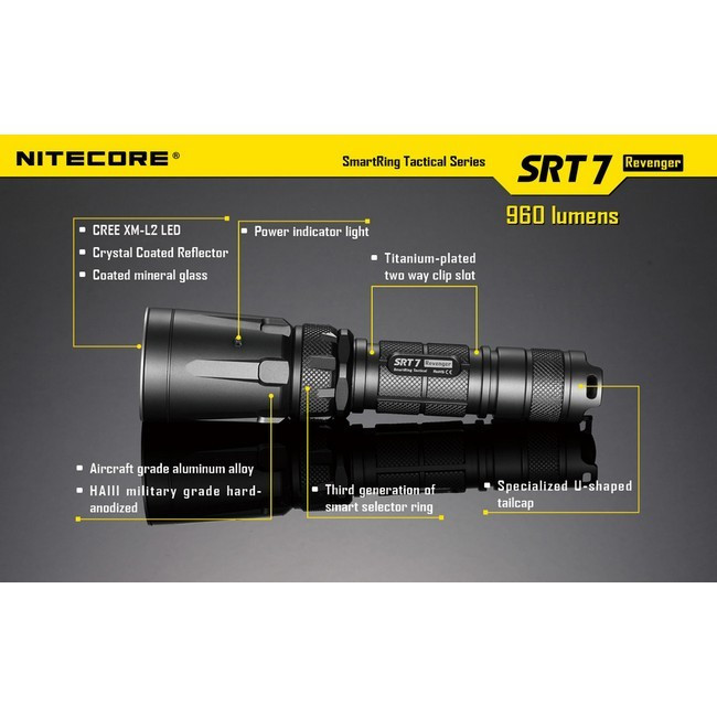 Кишеньковий ліхтар Nitecore SRT7 Revenger, 960 люмен (чорний) 