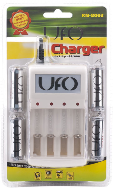 Зарядний пристрій UFO KN-8003 + 4 акумулятора UFO HR6 NI-MH 2500MAH 