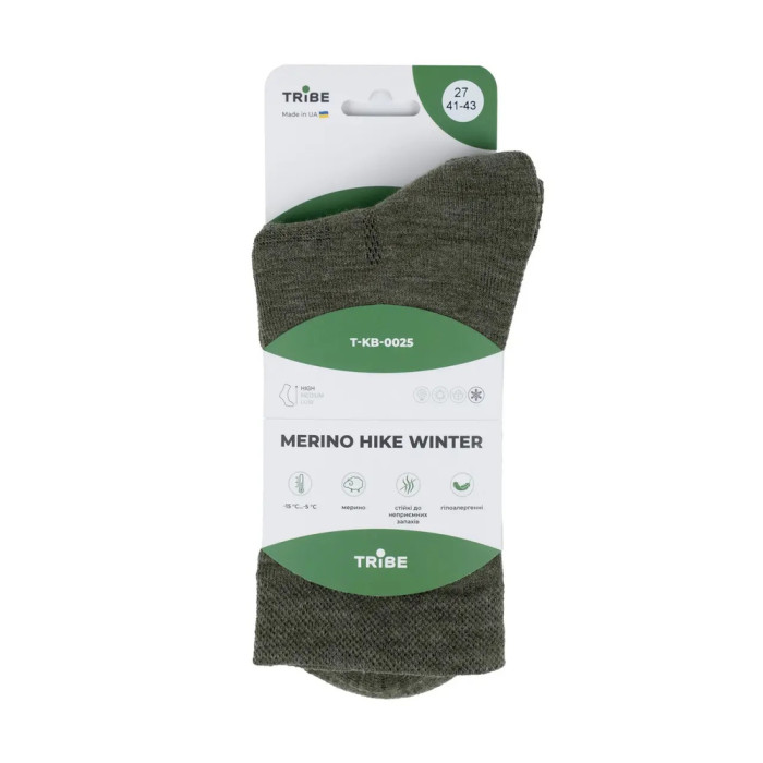 Шкарпетки Tribe Merino Hike Winter T-KB-0025-olive, 41-43 
