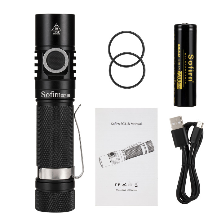 Ліхтар Sofirn SC31B SST20LED ліхтарик 1000lm 6500 К + 18650 (SC31Bkit) 