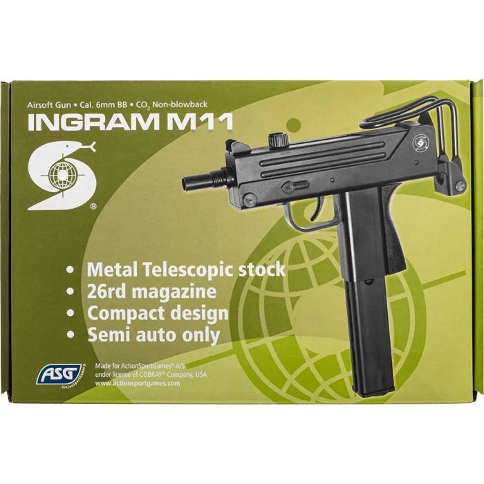 Пістолет-кулемет страйкбольний ASG Cobray Ingram M11 CO2 кал. 6 мм 