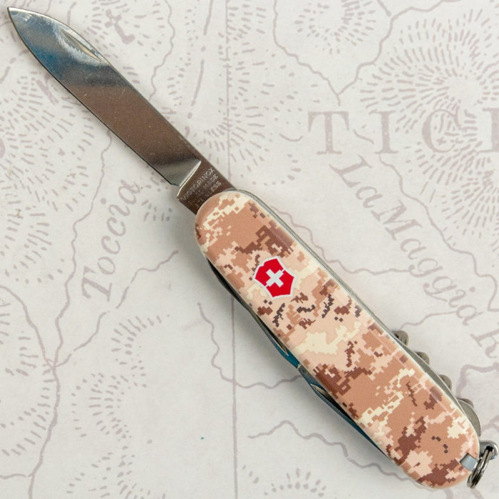 Складаний ніж Victorinox HUNTSMAN ARMY Піксель пісочний з черв. Лого 1.3713.7.W3945p 