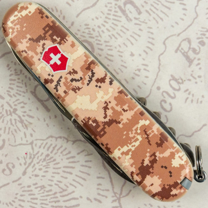 Складаний ніж Victorinox HUNTSMAN ARMY Піксель пісочний з черв. Лого 1.3713.7.W3945p 