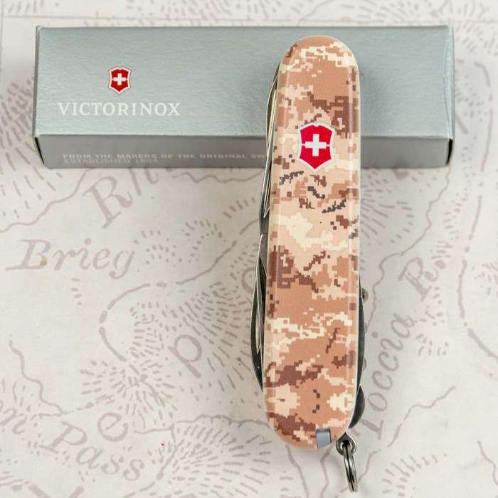 Складаний ніж Victorinox HUNTSMAN ARMY Піксель пісочний з черв. Лого 1.3713.7.W3945p 