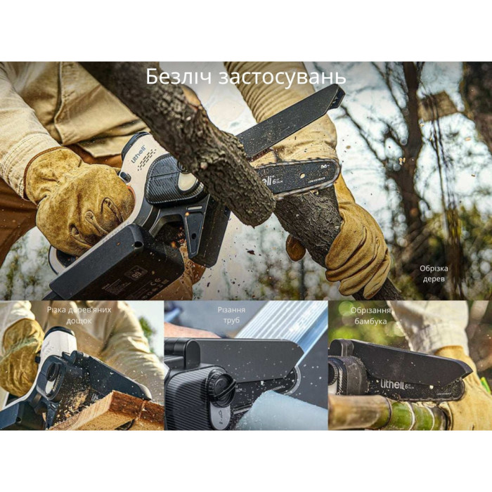 Акумуляторна міні-пила безщіткова, живлення від павербанку (УМБ Litheli Power Bank 10000 mAh, 45 W, 2А в комплекті) 