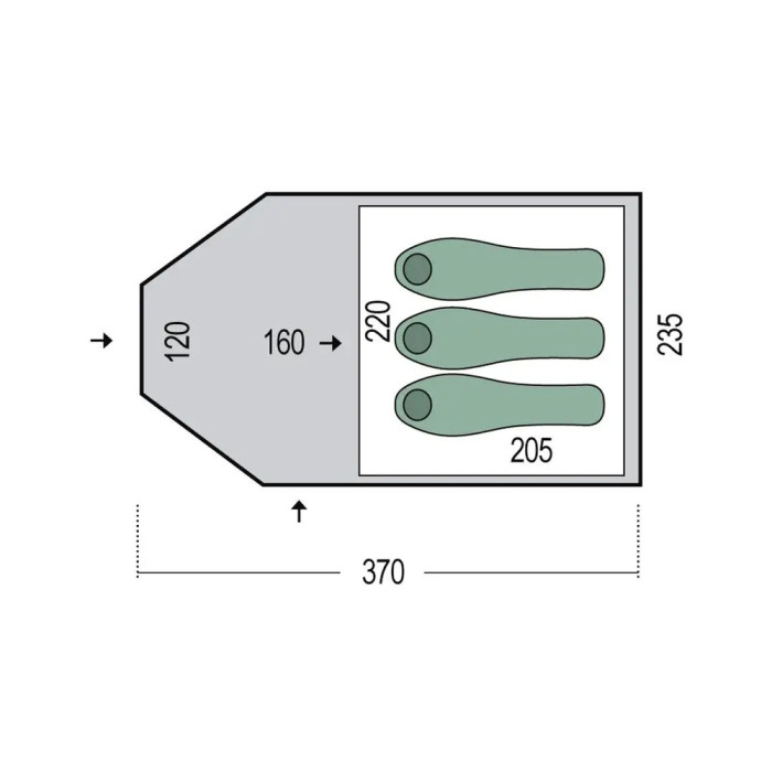 Намет тримісний Pinguin Campus 3, Green (PNG 125.3) 