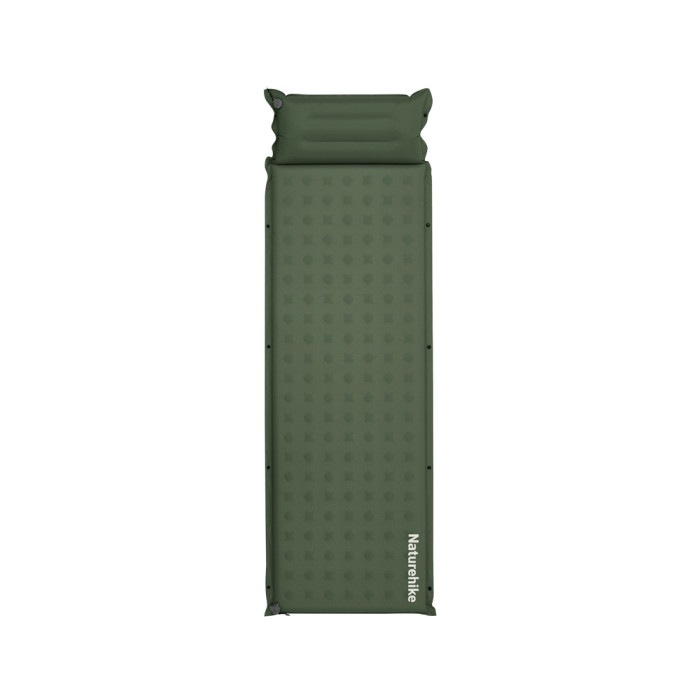 Килимок надувний із подушкою одномісний Naturehike CNK2550WS025, 60 мм, зелений 