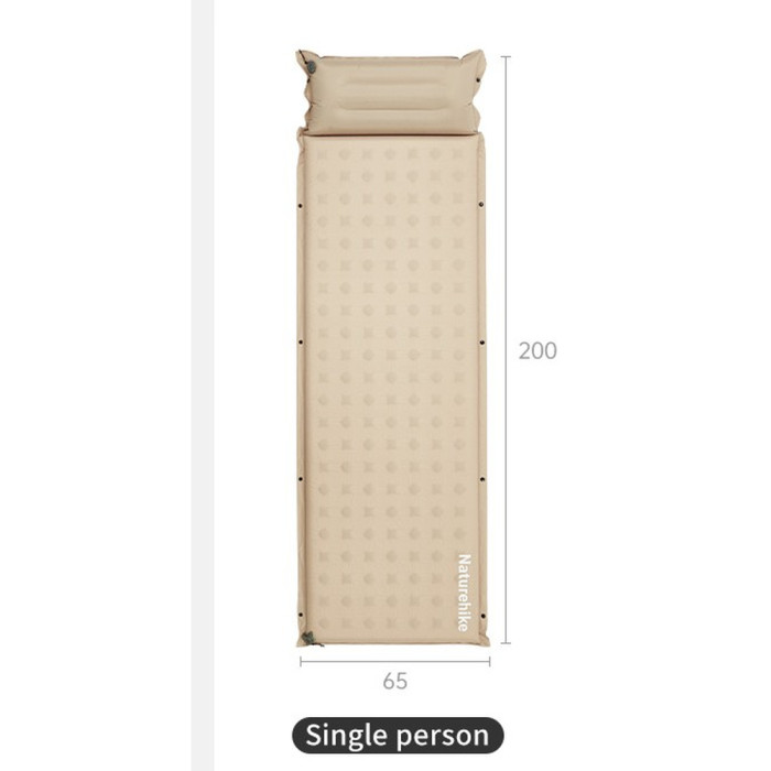 Килимок надувний із подушкою одномісний Naturehike CNK2550WS025, 60 мм, зелений 