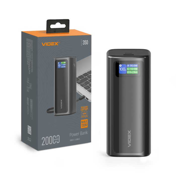 Повербанк 20000mAh VIDEX VPB-350 PD100W Grey 