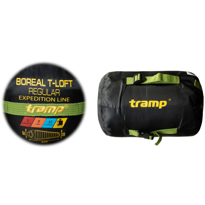 Спальний мішок Tramp Boreal Long кокон лівий green/grey 225/80-50 UTRS-095L-L 