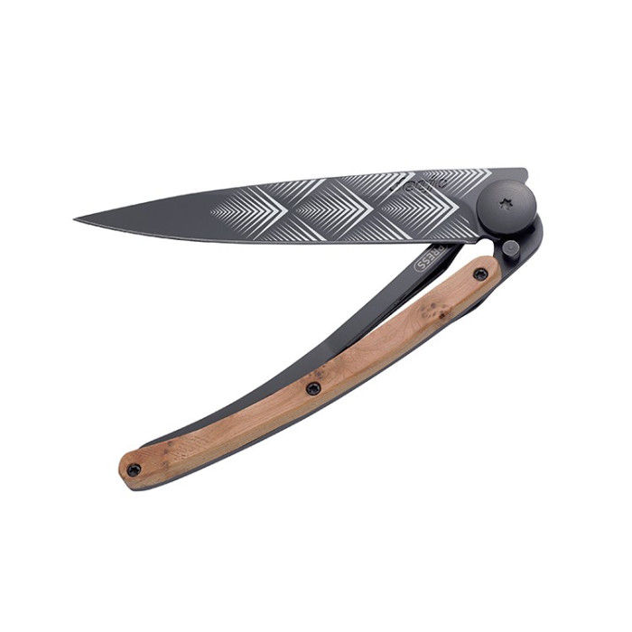 Ніж Дерево Deejo Tattoo Чорне 37 г, ялівець, "Арт-деко" 