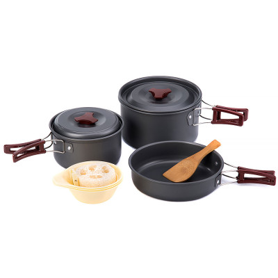 Набір посуду Naturehike 3-4 NH (2 каструлі+ кришки+сковорода) carbon (NH15T203-G)
