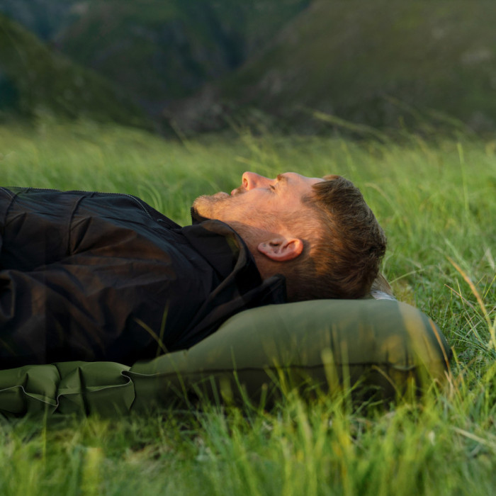 Матрац туристичний надувний двомісний Naturehike CNK2550WS019, 200 х 125 х 9.5 см, зелений із вбудованою помпою для надування