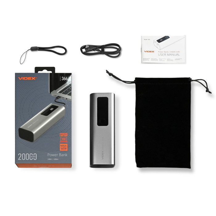 Повербанк 20000mAh VIDEX VPB-366 PD100W Grey