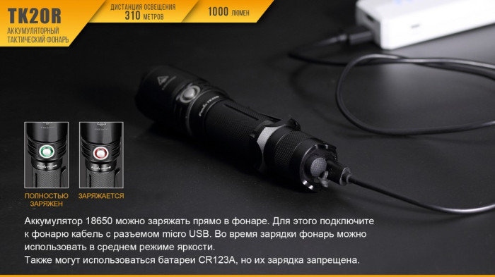 Тактичний Ліхтар Fenix TK20R Cree XP-L HI V3, 1000 люмен 