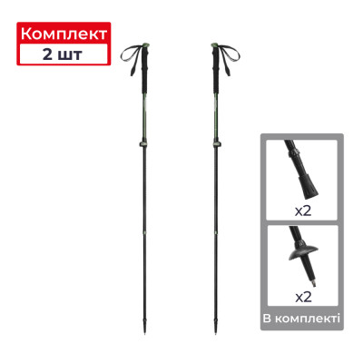 Трекінгові телескопічні палиці 2шт Naturehike CNK2550DS010 Sunlit Terk Base, 60-135 см, зелена