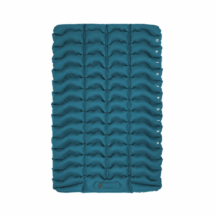 Матрац туристичний надувний двомісний Naturehike CNK2550WS019, 200 х 125 х 9.5 см, синій із вбудованою помпою для надування